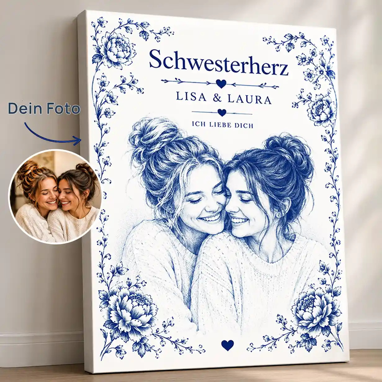 Leinwand Foto Keramik Blau-Weiß Zwiebelmuster