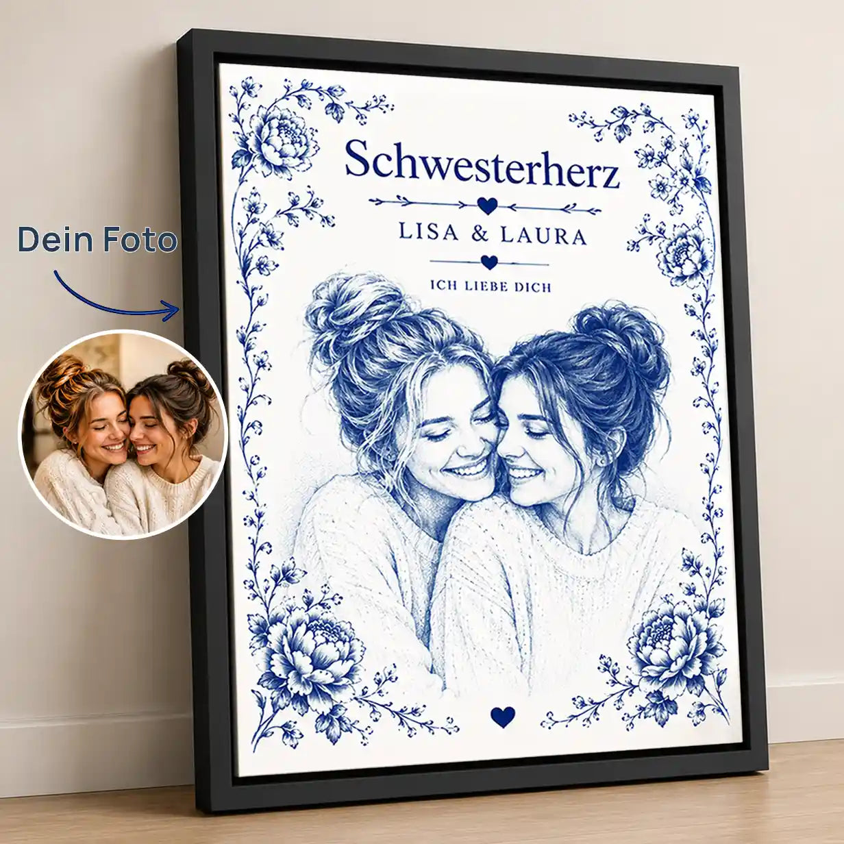 Leinwand Foto Keramik Blau-Weiß Zwiebelmuster