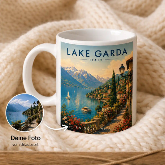 Tasse "Zeitreise" | Dein Urlaubsfoto im Retro Stil