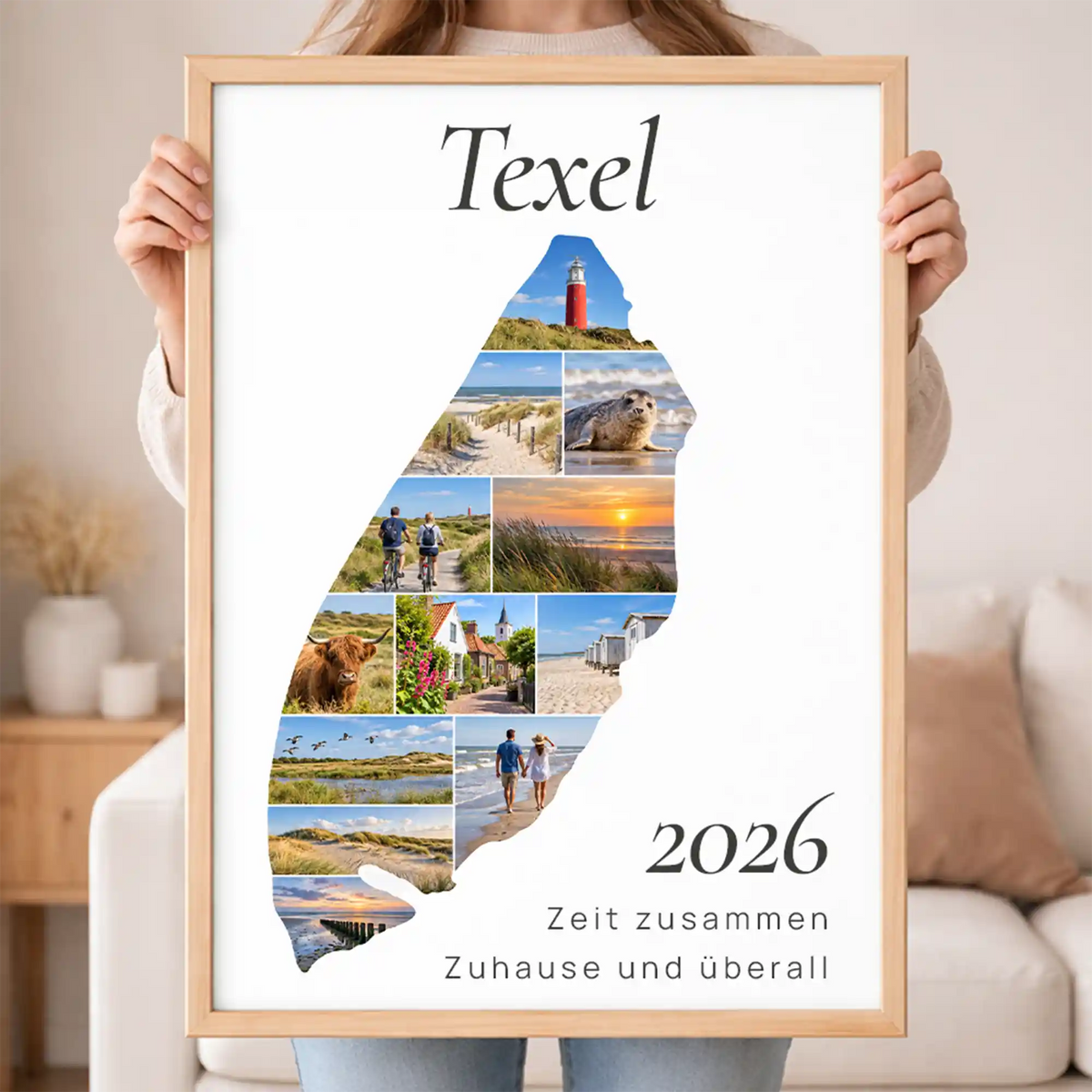 Personalisiertes Texel  Wandbild "Reisemomente" | Insel-Edition Erinnerung Urlaub Fotogeschenk Fotos Reise | Poster groß DIN A2
