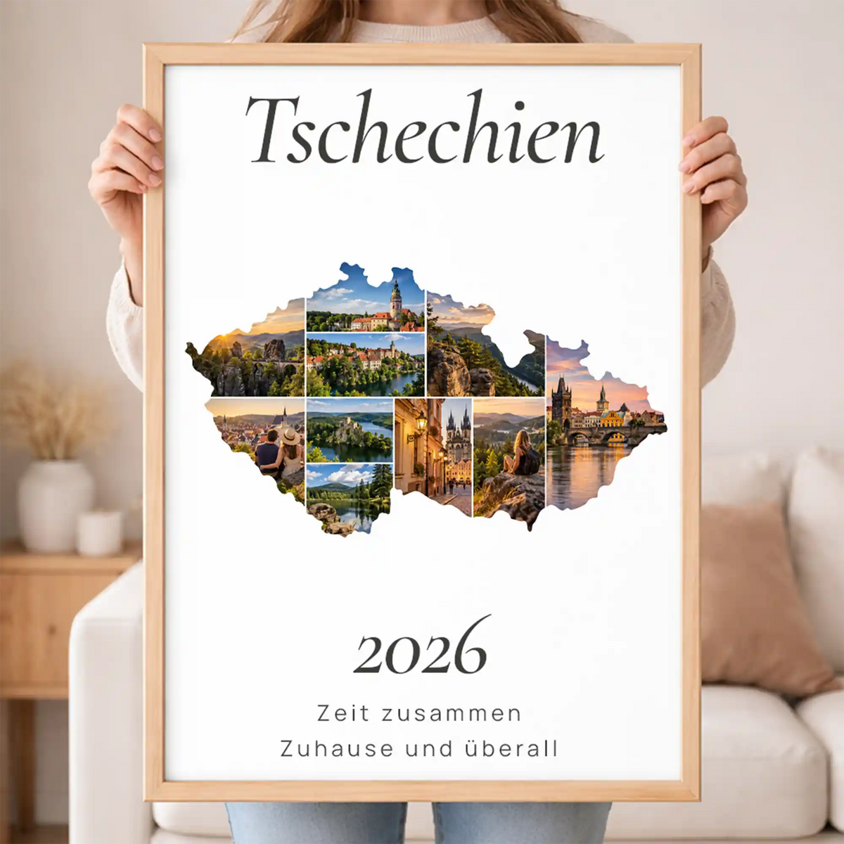 Personalisiertes Tschechien  Wandbild "Reisemomente" | Länder-Edition Erinnerung Urlaub Fotogeschenk Fotos Reise | Poster groß DIN A2