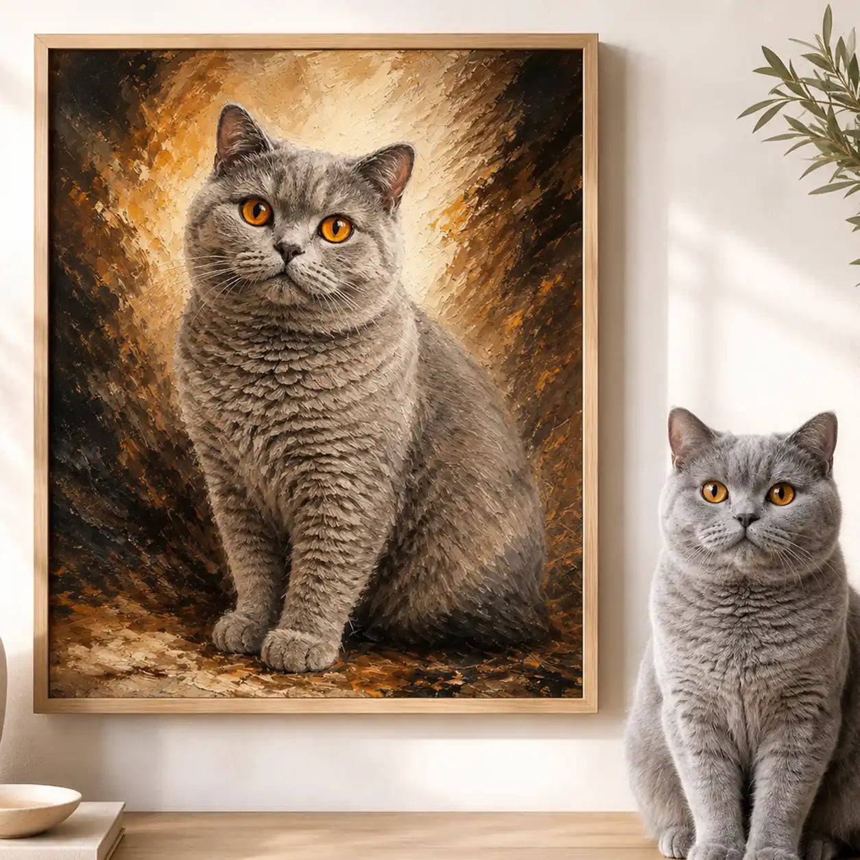 Wandbild Katzen-Portrait „Pfote in Öl“