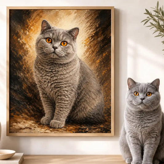 Wandbild Katzen-Portrait „Pfote in Öl“