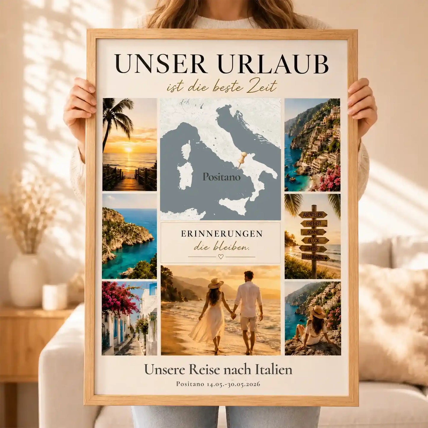 Wandbild "Urlaubserinnerungen mit personalisierter Karte"