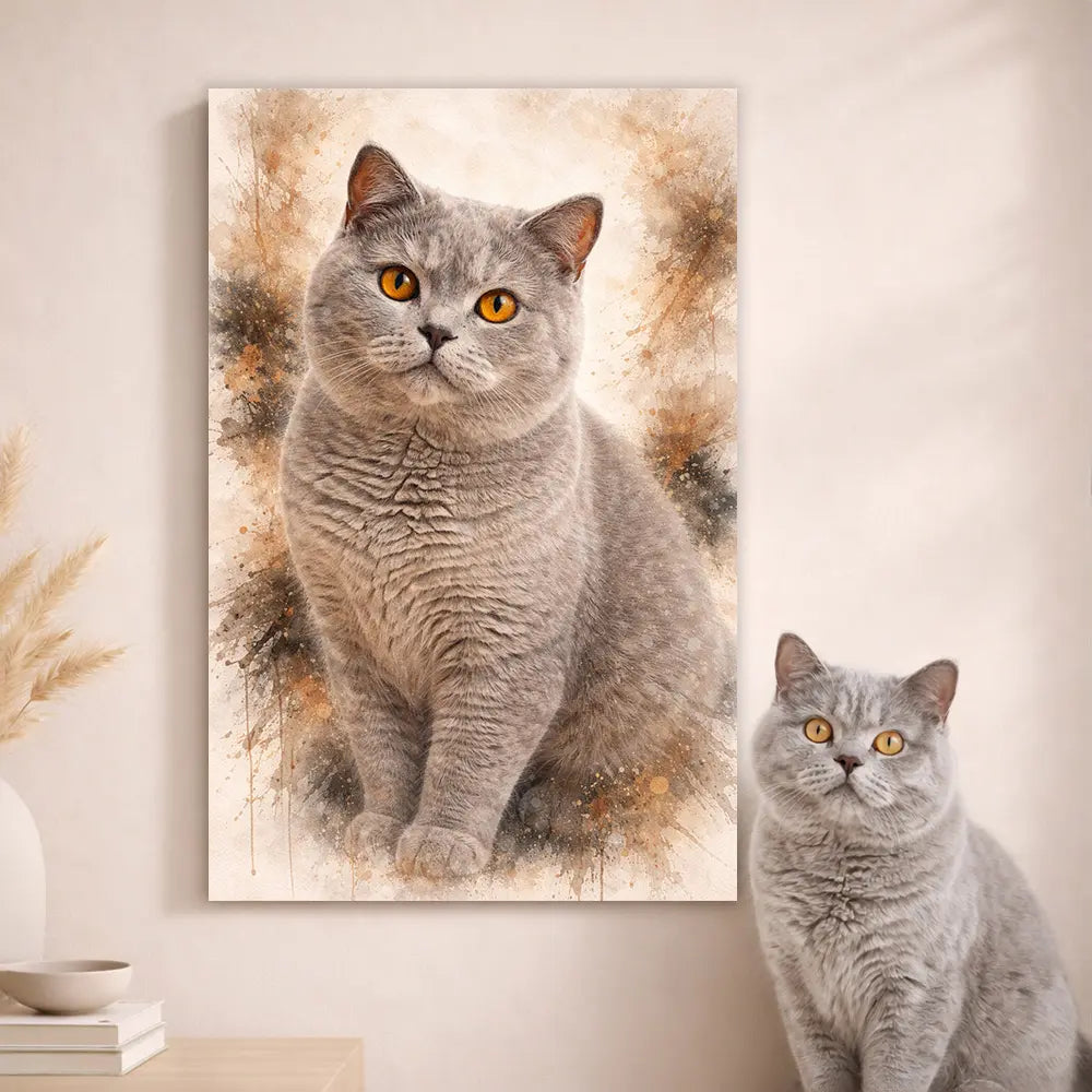 Leinwand Katzen-Portrait „Pfote als Aquarell“