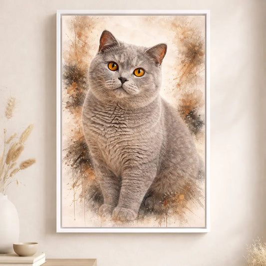 Leinwand Katzen-Portrait „Pfote als Aquarell“