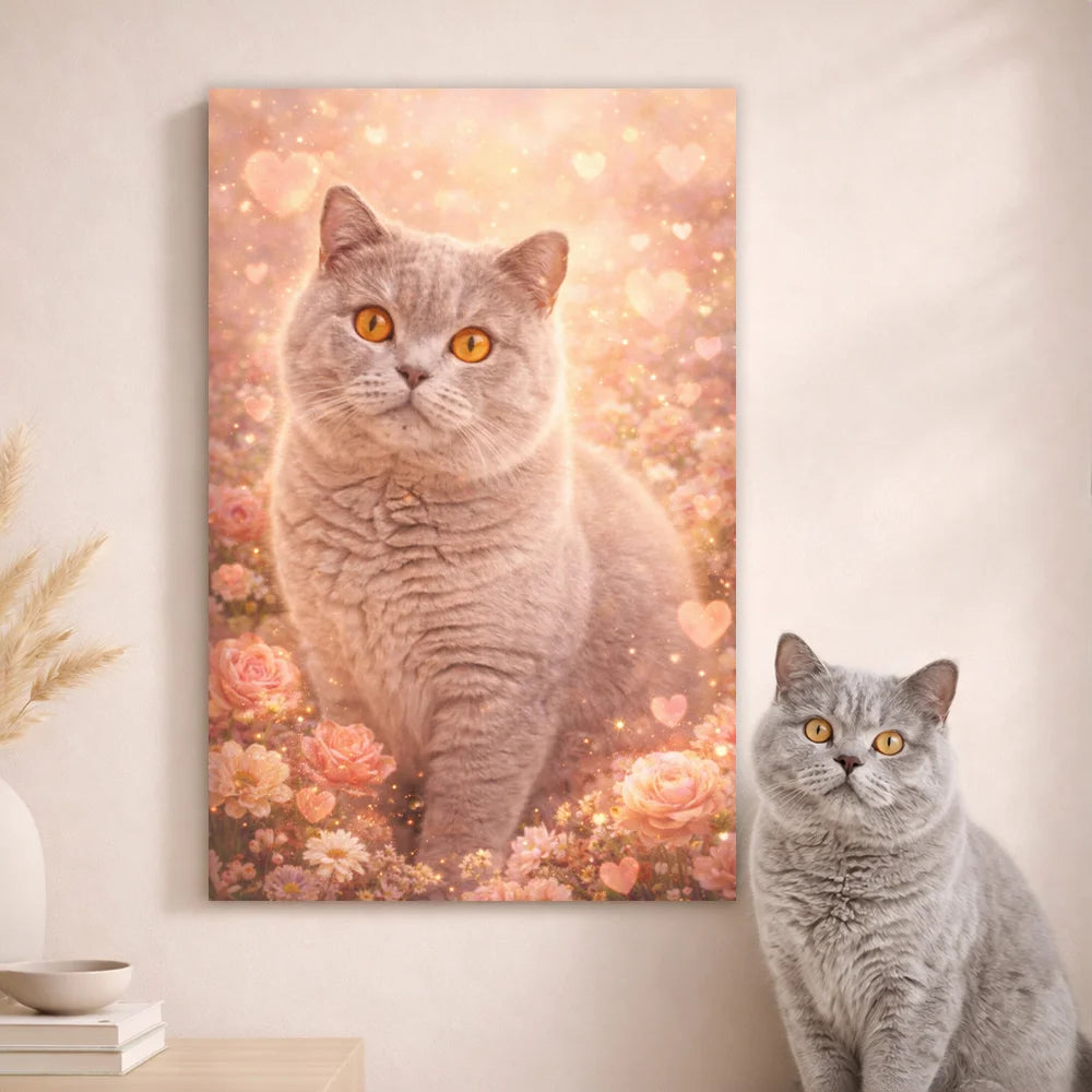 Leinwand Katzen-Portrait „Blütenpfote“