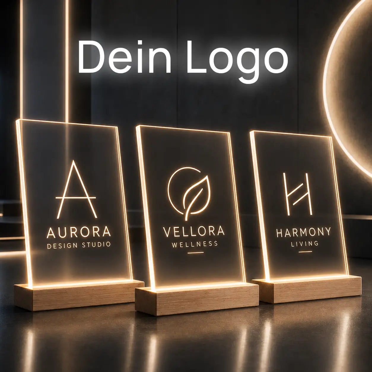 Acrylglas-Lampe "Dein Logo" #2 - Hochformat