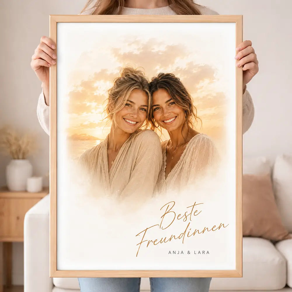 Wandbild Familien-Portrait "Sonnenuntergang"