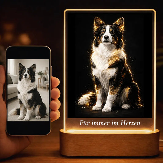 Acrylglas-Lampe Hunde-Portrait „Goldpfote“