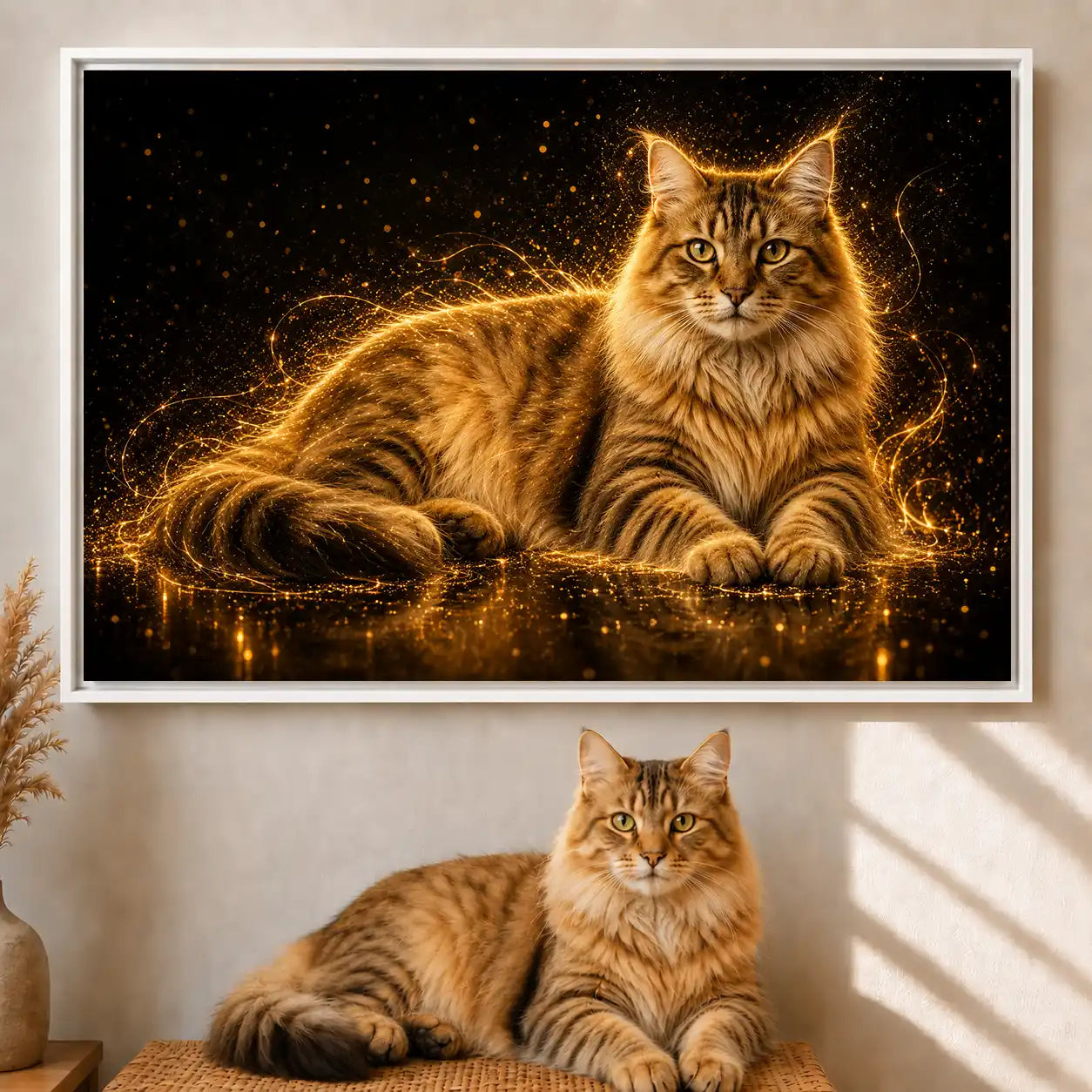 Leinwand Katzen-Portrait „Goldpfote" - Querformat