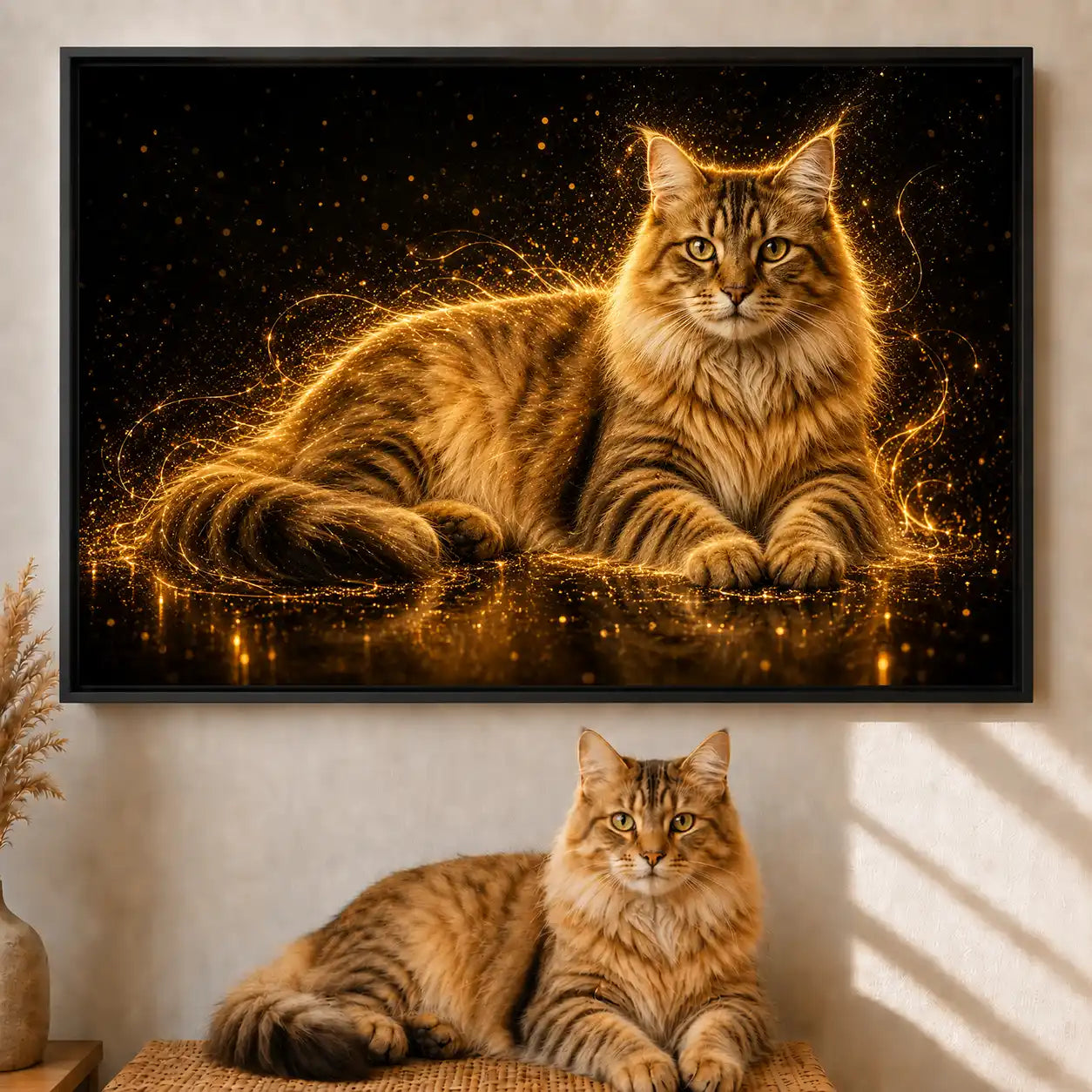 Leinwand Katzen-Portrait „Goldpfote" - Querformat