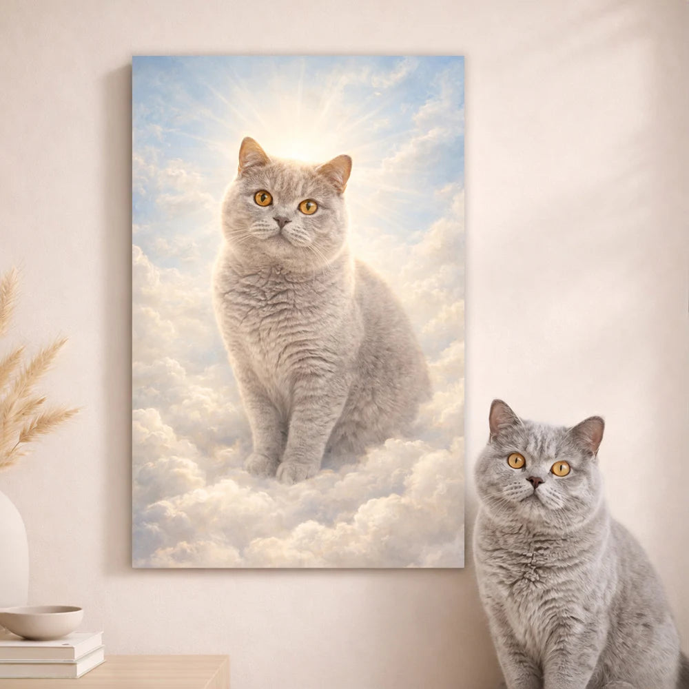 Leinwand Katzen-Portrait „Pfote im Himmel“