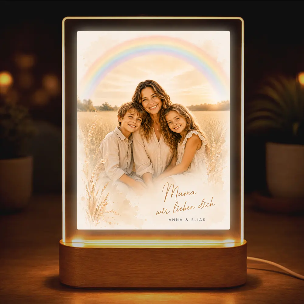 Acrylglas-Lampe Familien-Portrait "Regenbogen"