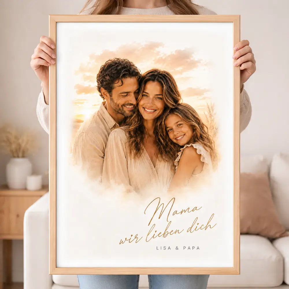 Wandbild Familien-Portrait "Sonnenuntergang"