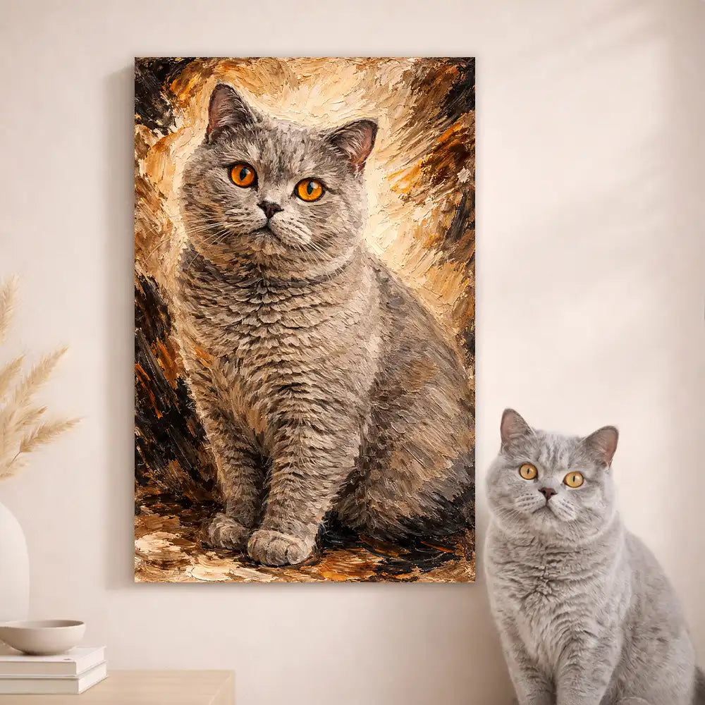 Leinwand Katzen-Portrait „Pfote in Öl“