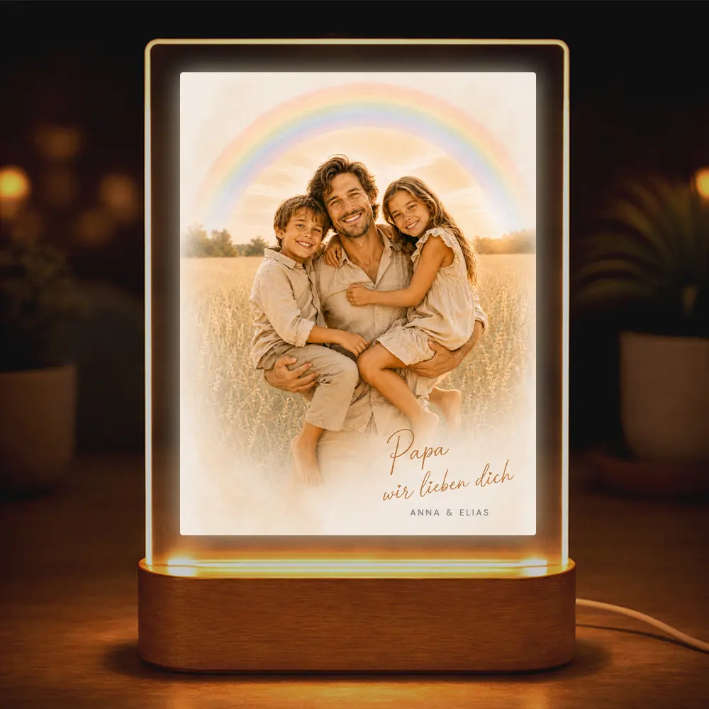 Acrylglas-Lampe Familien-Portrait "Regenbogen"