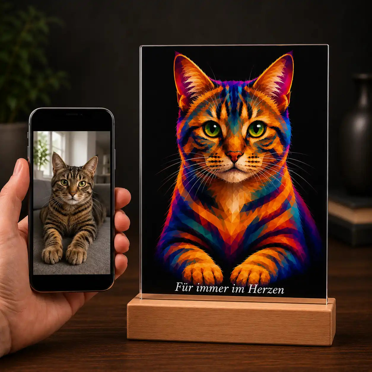 Bild auf Acrylglas Katzen-Portrait „Polygon"
