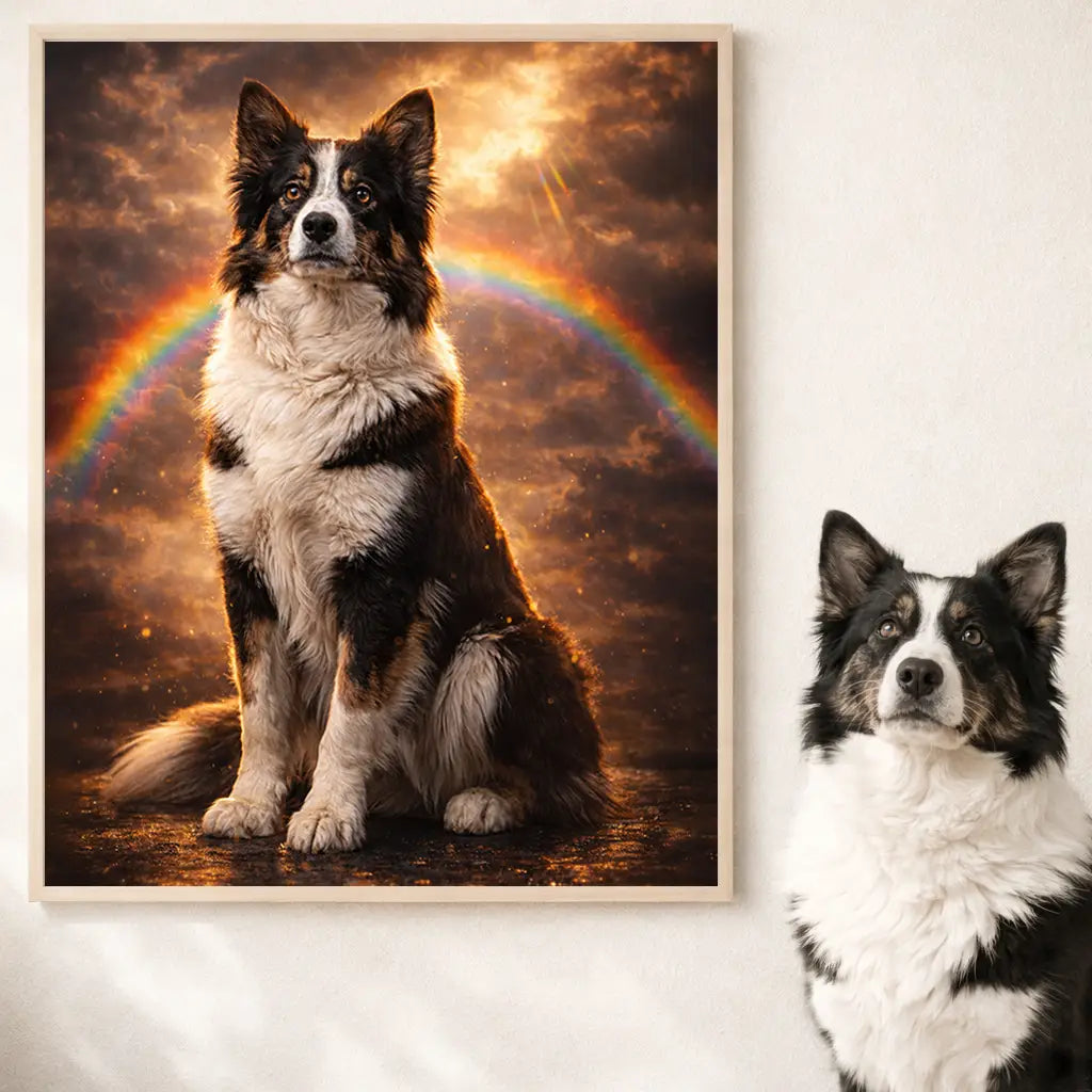 Wandbild Hunde-Portrait „Regenbogenpfote“ 