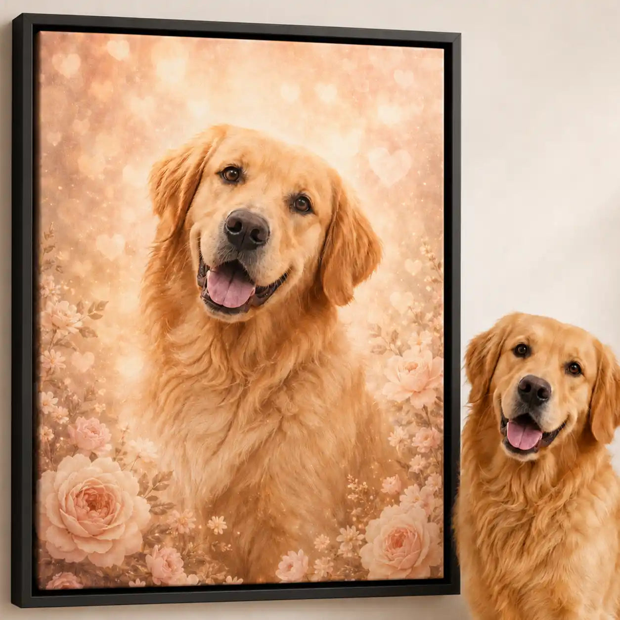 Leinwand Hunde-Portrait „Blütenpfote“
