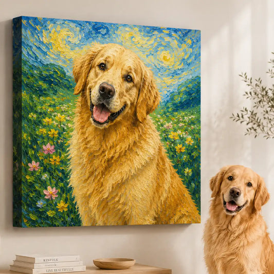 Leinwand Hunde-Portrait „Naturpfote in Öl“