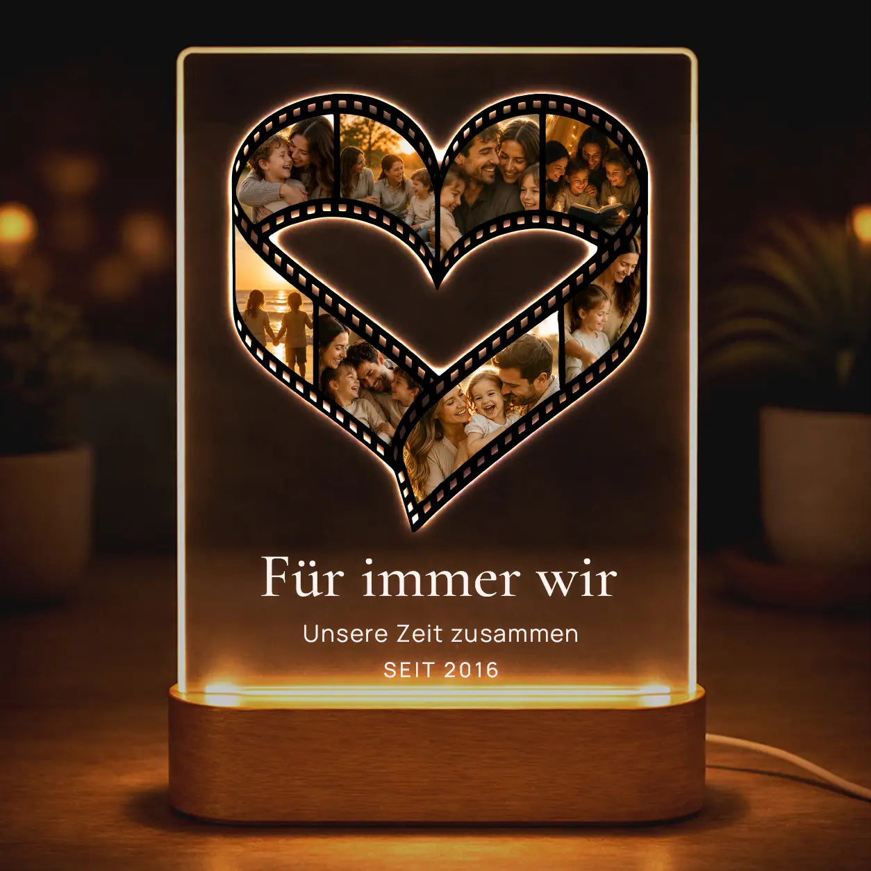Acrylglas-Lampe Fotocollage "Zeit für Erinnerungen"