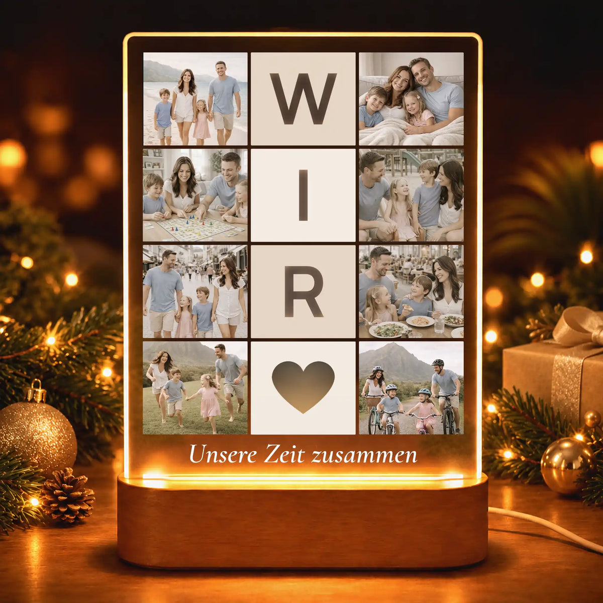 Acrylglas-Lampe Fotocollage "Lieblingsmomente Xmas 2026"